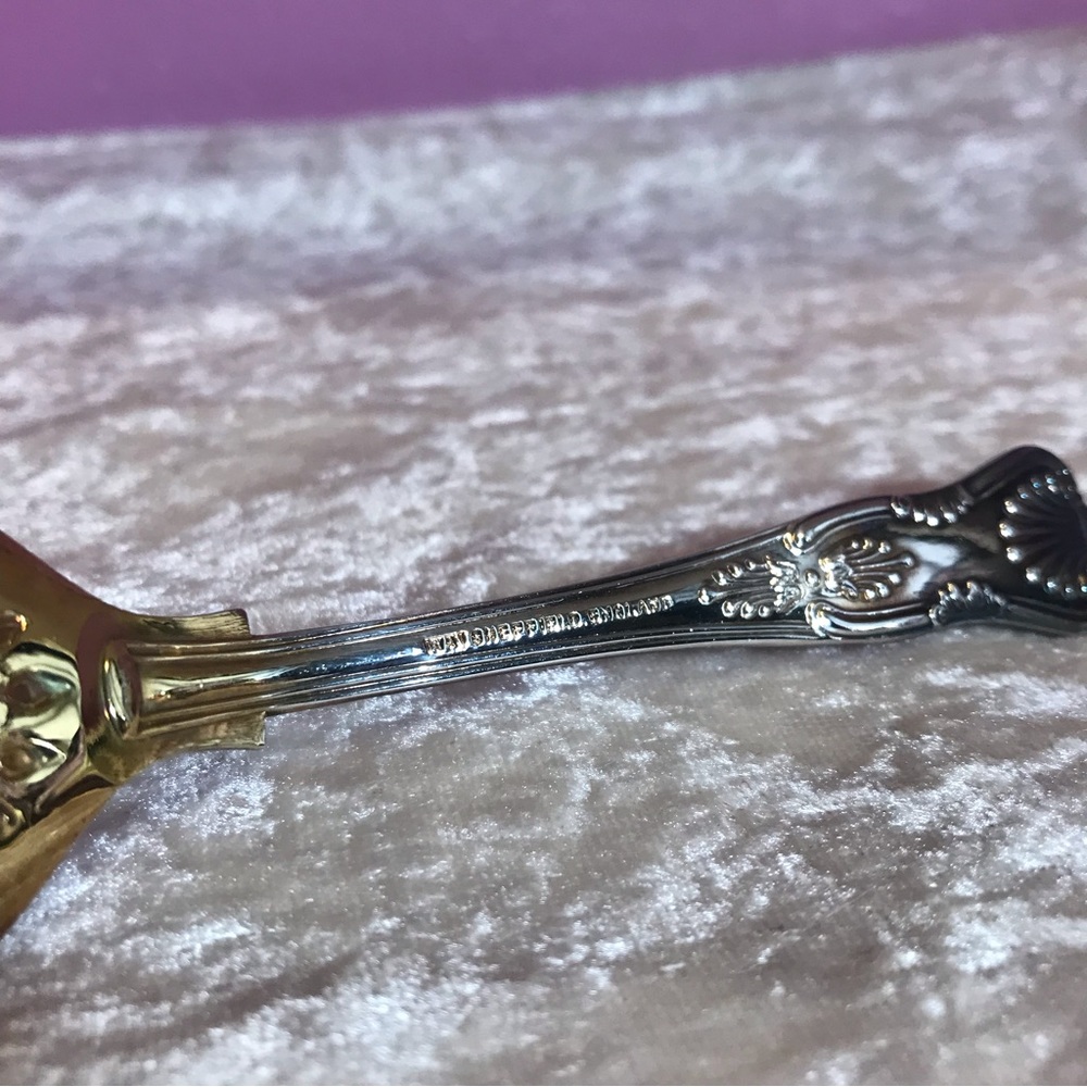 FREE * Vintage Silver Sheffield Spoon Fruit Compete Motif Antique Retro Serving - Picture 7 of 9